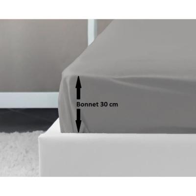 Drap Housse 100% coton gris clair 160x200x30 cm - Confortable et élégant