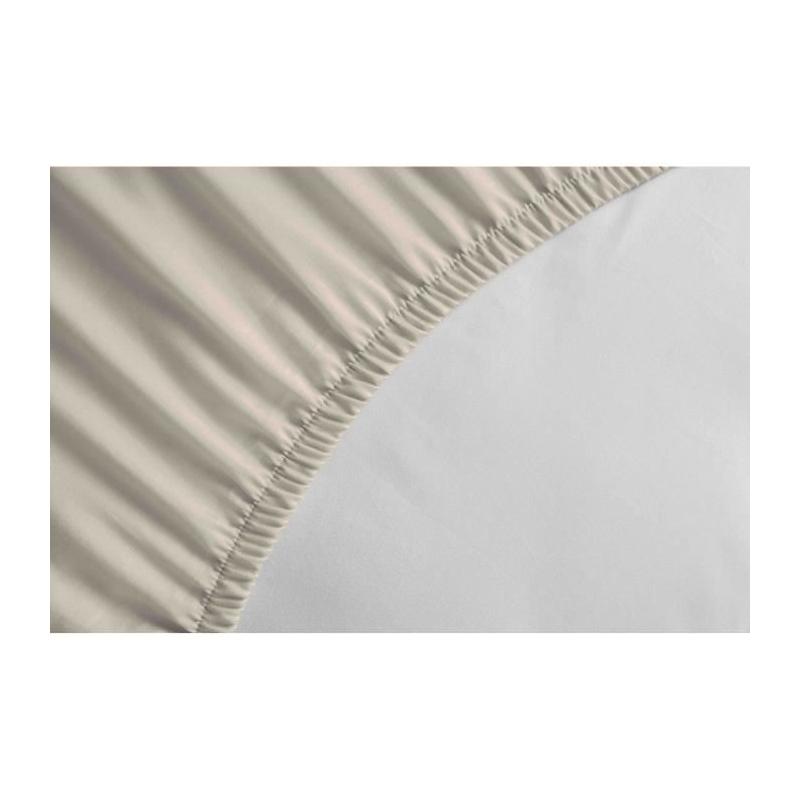 Drap housse 100% coton - 180x200 + Bonnet 30cm - Beige clair