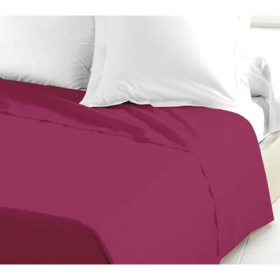 Drap Plat 100% coton 180x290 cm - 1 personne - Fuchsia - Qualité et Confort