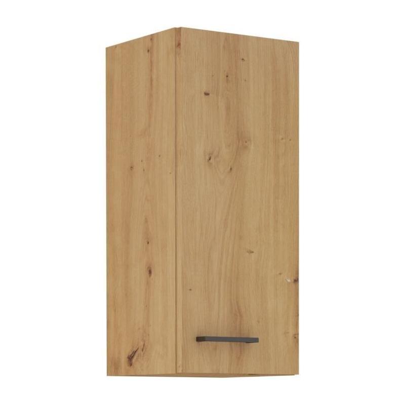 Meuble haut MODENA - 2 portes - Chene artisan / Noir mat - 30 x 31 x 72 cm