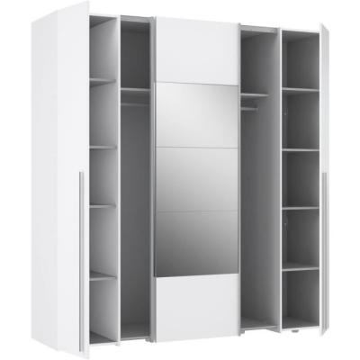 Armoire NARAGO Blanche Mat - 2 portes coulissantes + miroir