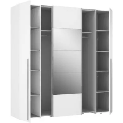 Armoire NARAGO Blanche Mat - 2 portes coulissantes + miroir Armoire NARAGO Blanche Mat - 2 portes coulissantes + miroir