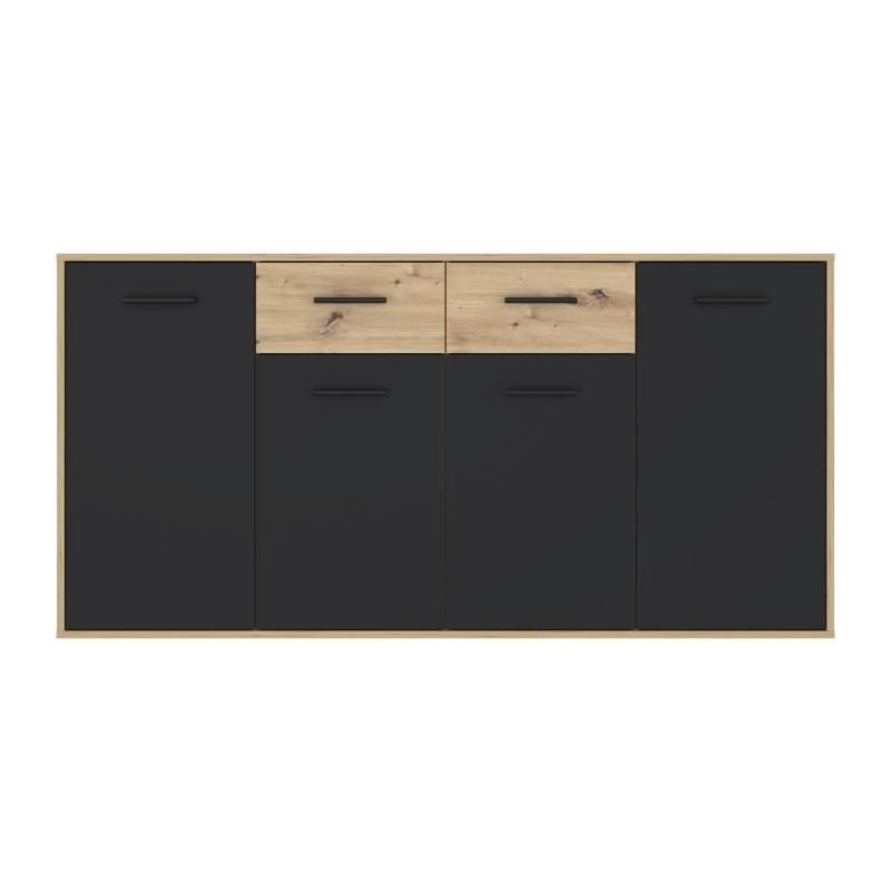 Buffet PILVI: Chic contemporain en chêne noir - 4 portes + 2 tiroirs