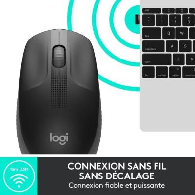 Souris sans fil ergonomique Logitech M190 Noir - Dimensions compactes