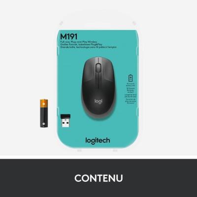 Souris sans fil ergonomique Logitech M190 Noir - Dimensions compactes