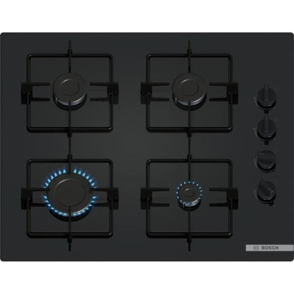 Table de cuisson a gaz - BOSCH Série 2 - 4 foyers - 52 x 59 x 5,4 cm - POP6B6K30 - Noir