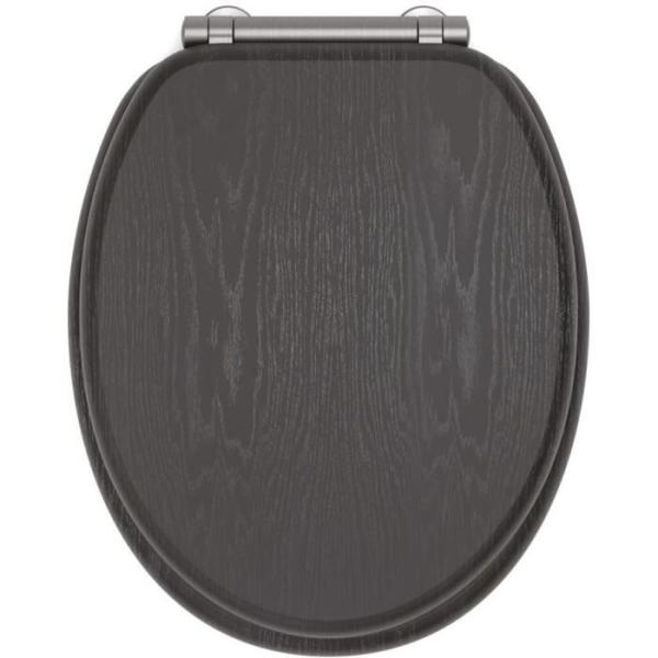 Abattant WC - Gelco - North Noir - MDF FSC - Frein de chute - Charnieres métal graphite brossé