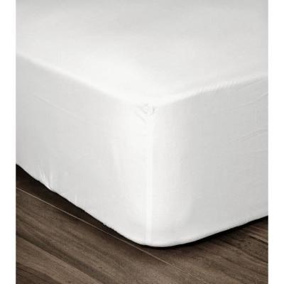 Drap Housse 100% coton blanc 180x200x25 cm - Linge de lit confortable