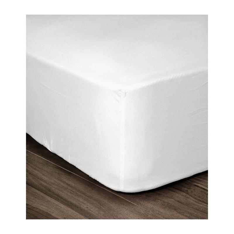 Drap Housse 100% coton blanc 180x200x25 cm - Linge de lit confortable
