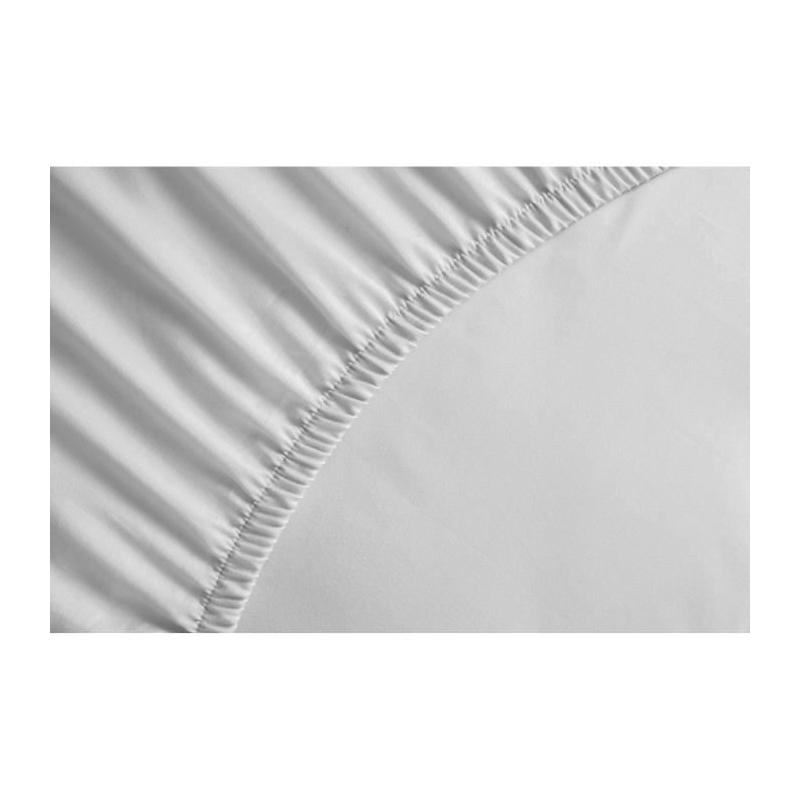 Drap Housse 100% coton blanc 180x200x25 cm - Linge de lit confortable