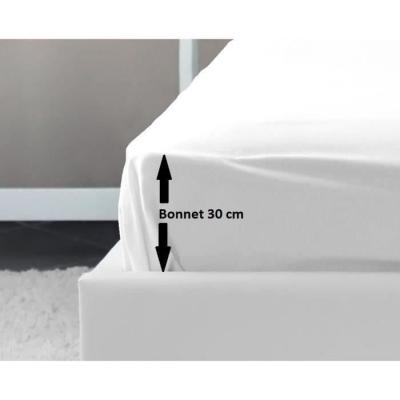 Drap Housse 100% coton 140x190x30 cm blanc - Confort et élégance