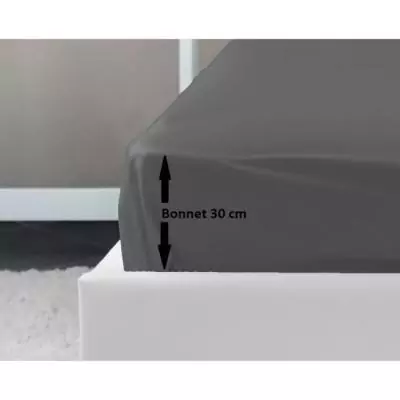 Drap Housse 100% coton 180x200x30 cm gris foncé Drap Housse 100% coton 180x200x30 cm gris foncé