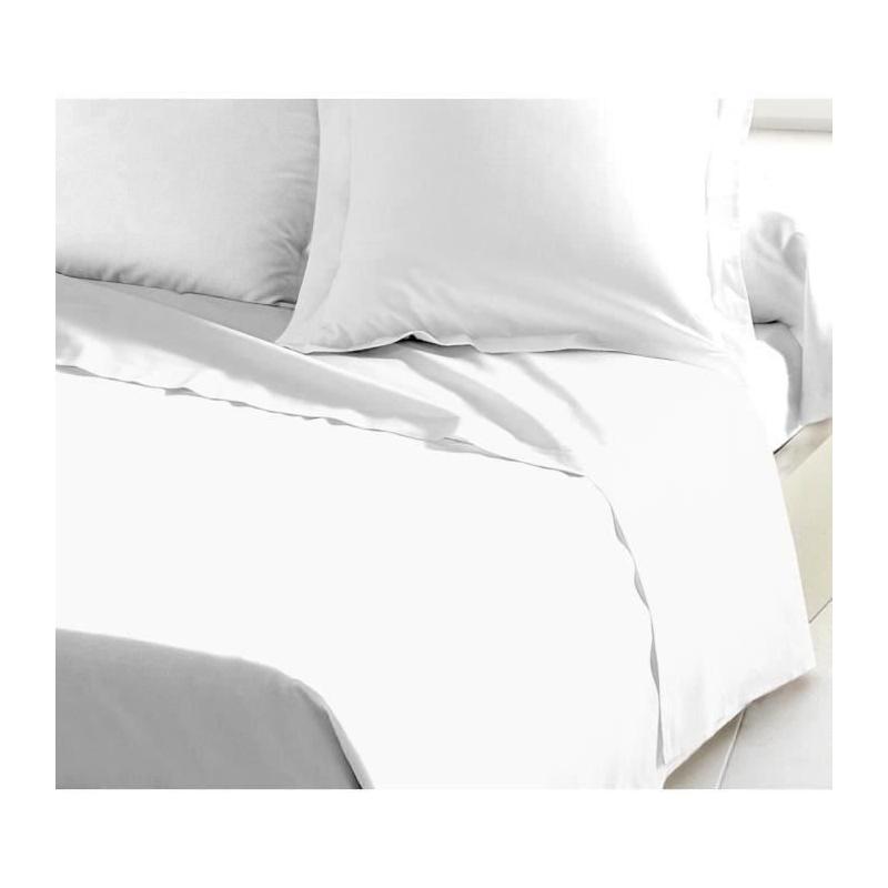 Drap Plat 100% coton blanc 240x300 cm pour une maison accueillante