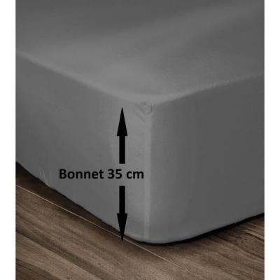 Drap Housse 100% Coton 140x190cm - Gris foncé: Confort Absolu