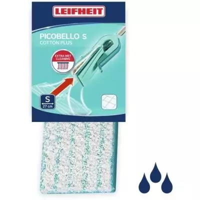 Éponge balai lave-sol Leifheit Picobello Cotton Plus S - Idéale pour carrelages et sols en pierre
