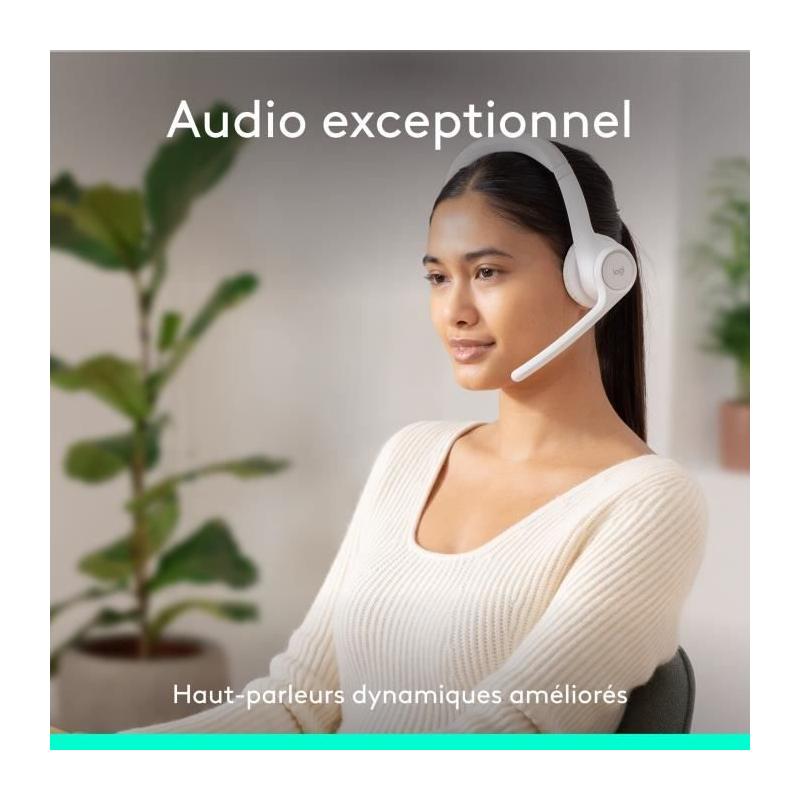 Casque PC Logitech Zone 300 Bluetooth - Microphone anti-parasite - Blanc