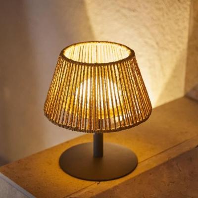Lampe de table sans fil en raphia naturel - STANDY MINI RAFFY
