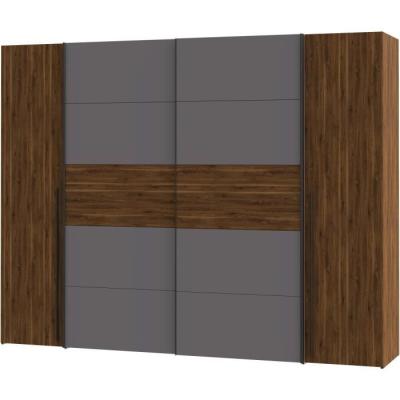Armoire NARAGO en Noyer Bakersfield et gris - L270 x P61 x H210 cm