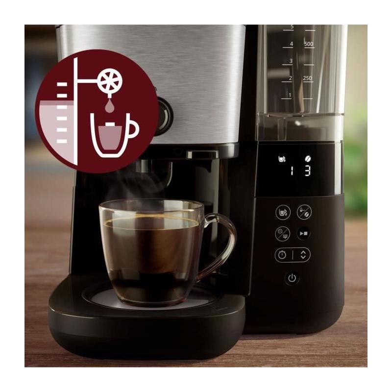 Cafetière filtre Philips HD7888/01 - 10 tasses - Broyeur intégré - Noir/Argent