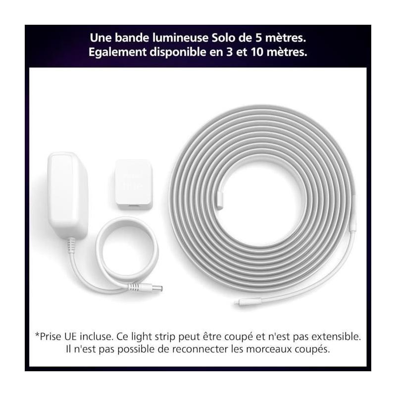 Kit de base ruban LED Philips Hue - Lightstrip 5m - Lumière blanche et couleur