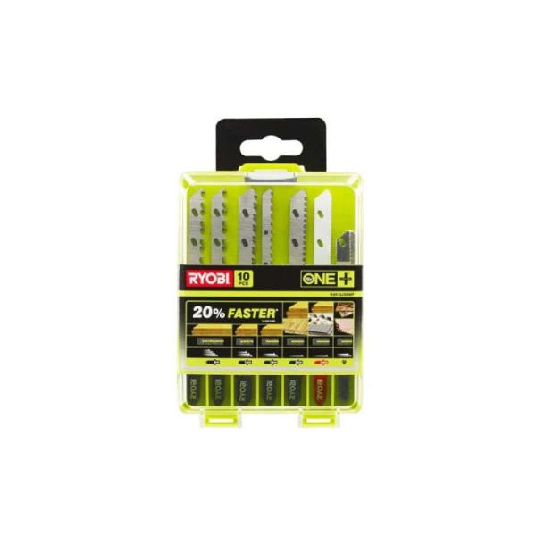 RYOBI - Coffret 10 lames scie sauteuse sans fil ONE+™ bois - métal - plastique - granit - carrelage - RAK10JSBMP