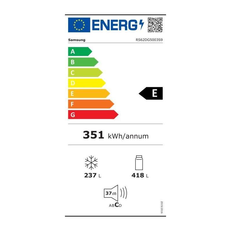 Réfrigérateur Américain Samsung 2 portes 650L Classe E - Argent Mat