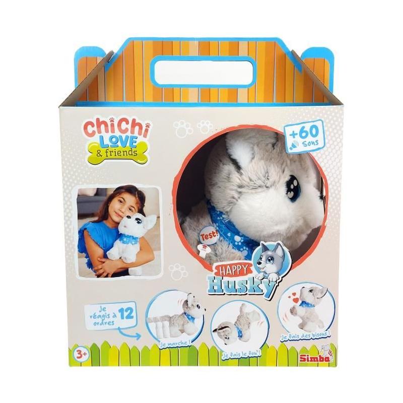 Peluche Chi Chi Love Husky interactif - 30cm - 12 commandes vocales