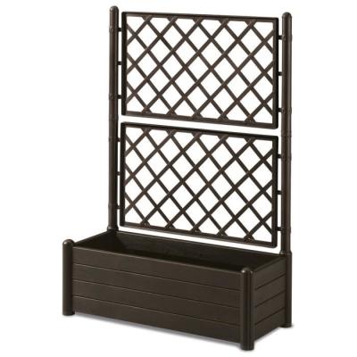 Bac à fleurs rectangulaire avec treillis - 100 x 43 x H 142 cm - Finition bois