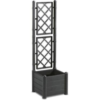 Bac à fleur carré ITALIA avec treillis - 30L - Anthracite