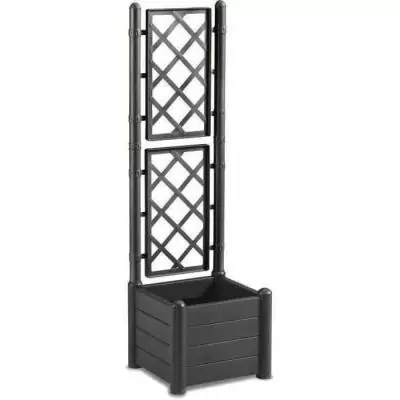 Bac à fleur carré ITALIA avec treillis - 30L - Anthracite