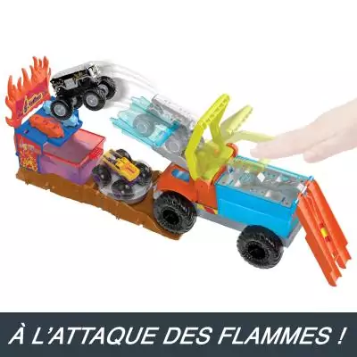 Hot Wheels Monster Trucks – COFFRET ARENA SMASHERS COLOR SHIFTERS VÉHICULE DE SECOURS 5 ALARM
