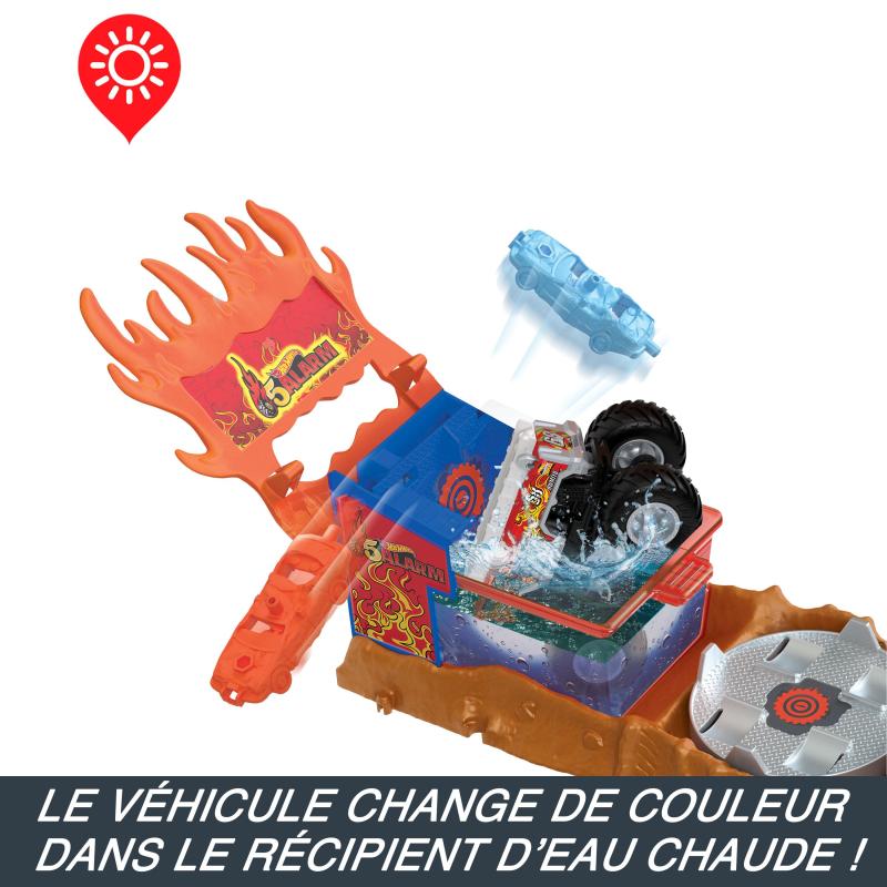 Hot Wheels Monster Trucks – COFFRET ARENA SMASHERS COLOR SHIFTERS VÉHICULE DE SECOURS 5 ALARM