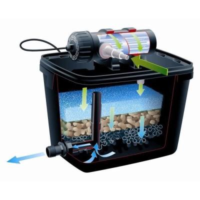 Kit de filtration d'étang FiltraPure 2000 L 16 L avec pompe - Dimensions compactes