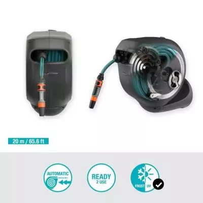 Dévidoir automatique mural RollUp M GARDENA - Kit complet - 20m - Ø11mm Dévidoir automatique mural RollUp M GARDENA - Kit complet - 20m - Ø11mm