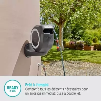 Dévidoir automatique mural RollUp M GARDENA - Kit complet - 20m - Ø11mm Dévidoir automatique mural RollUp M GARDENA - Kit complet - 20m - Ø11mm