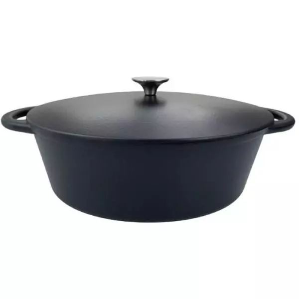 Cocotte en fonte - BAUMALU - 336408 - Ovale 33 cm - Noir mat