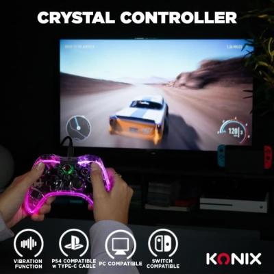 Manette sans fil Crystal pour Nintendo Switch, Switch OLED, PC et PS4