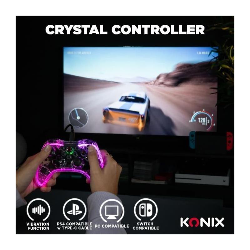 Manette sans fil Crystal pour Nintendo Switch, Switch OLED, PC et PS4