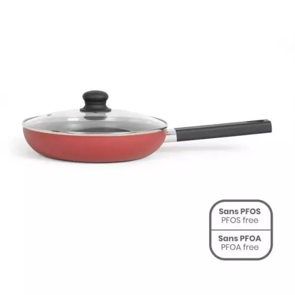 Sauteuse - LIVOO - MEP153N - 26 cm - Antiadhésif sans PFOA ni PFOS - Poignée silicone - Tous feux dont induction - rouge