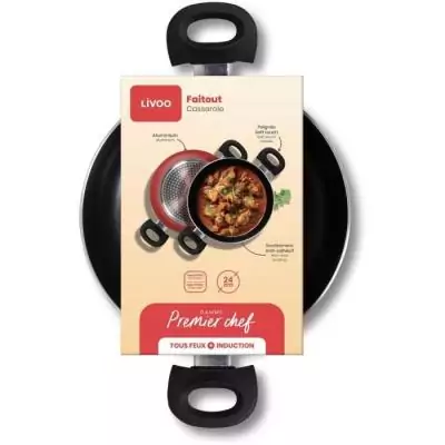 Faitout 24 cm LIVOO - Antiadhésif sans PFOA ni PFOS - Poignées silicone