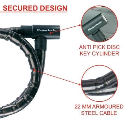Câble antivol à clé Master Lock 8115EURDPS - Noir