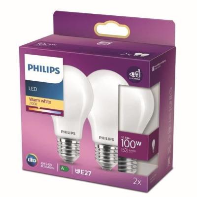 Ampoule LED Philips 100W E27 Blanc chaud (Lot de 2)