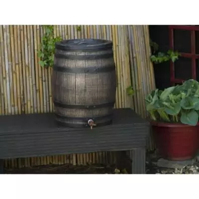 Récupérateur d'eau en forme de barrique - Nature - 50L - PE rotomoulé