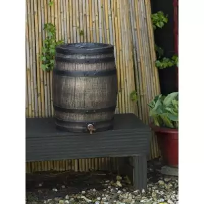 Récupérateur d'eau en forme de barrique - Nature - 50L - PE rotomoulé