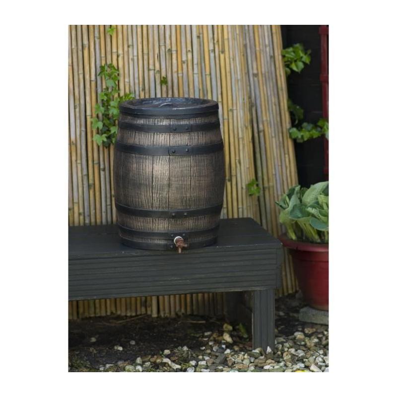 Récupérateur d'eau en forme de barrique - Nature - 50L - PE rotomoulé