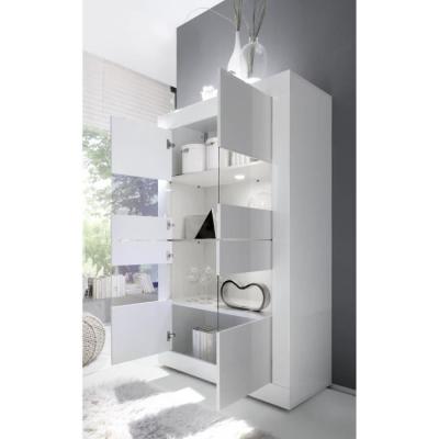 Vitrine BASICO 4 portes Blanc laqué 101 x 42 x 161 cm