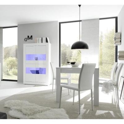 Vitrine BASICO 4 portes Blanc laqué 101 x 42 x 161 cm