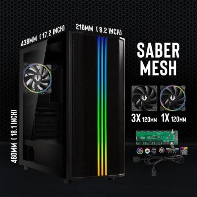 Boitier PC sans alimentation - BITFENIX Saber Mesh (Noir) - Moyen tour - ATX - Dimensions compactes