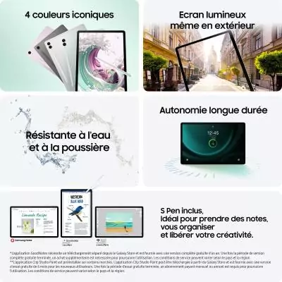 Samsung Galaxy Tab S9 FE S9 FE Samsung Exynos 128 Go 27,7 cm (10.9") 6 Go Wi-Fi 6 (802.11ax) Android 13 Argent