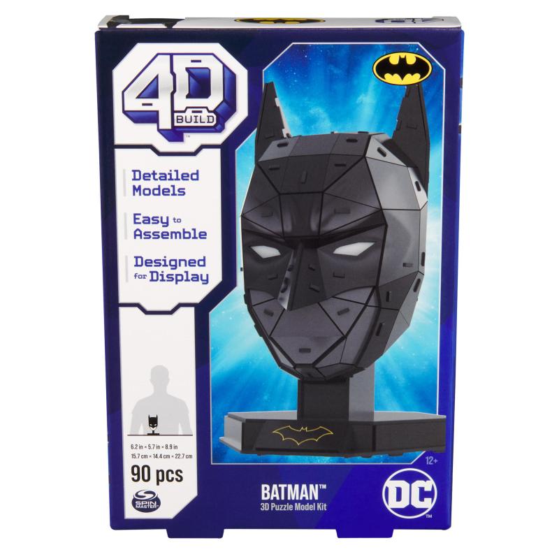 4D BUILD - Puzzle 3D DC Comics - Maquette Batman 90 Pièces - Masque De Batman Inspiré de la Saga - Puzzle Adulte - Jeu de
